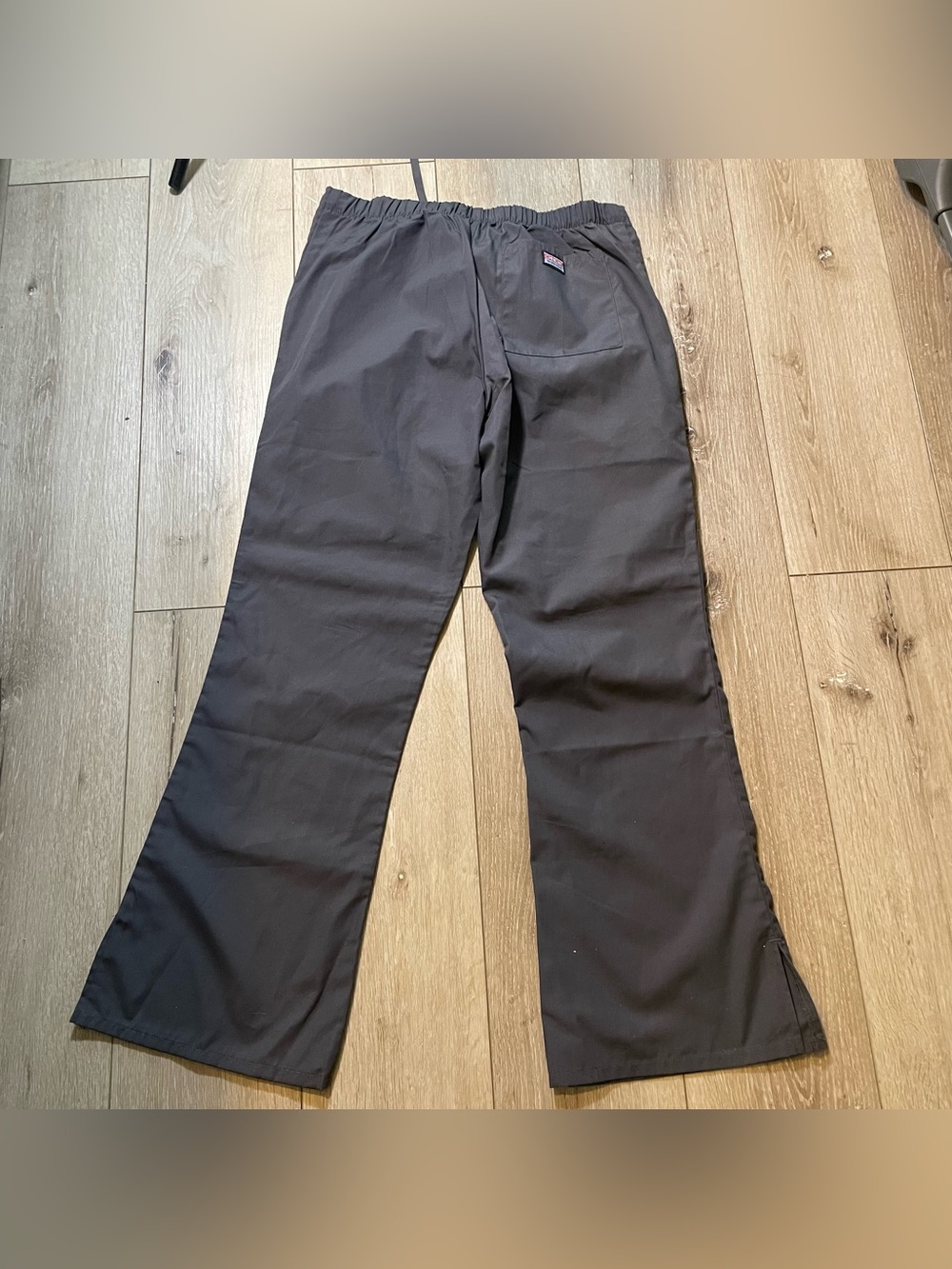 NWT Cherokee Workwear Petite Small Gray Scrub Pants Drawstring Flare Leg - Picture 2 of 5